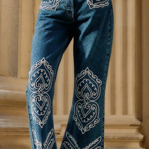 FARM Rio Denim - FARM Rio Denim Cornely Embroidered Cropped Pants Size 33 XL NWT